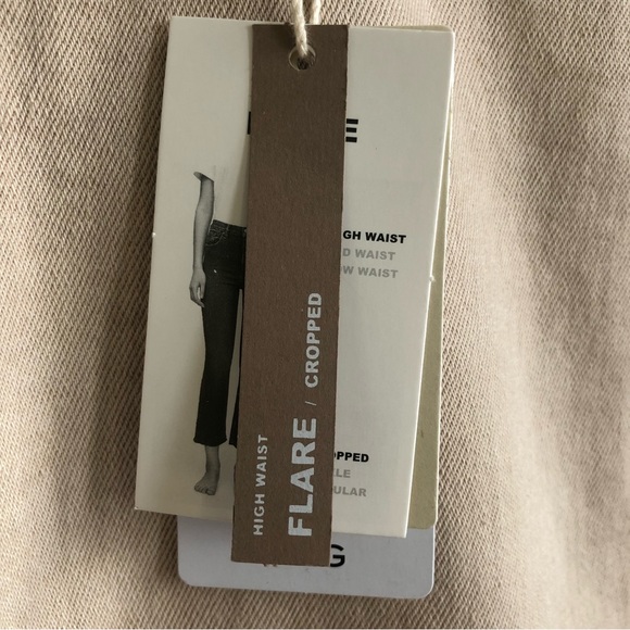 BNWT Mango Sienna Flare Cropped High Waisted Jeans in Light Beige Women's 10 - Picture 15 of 16